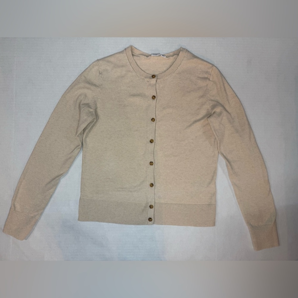 GAP Crewneck Cardigan Long Sleeve Light Oat Heather Size S - Picture 2 of 14